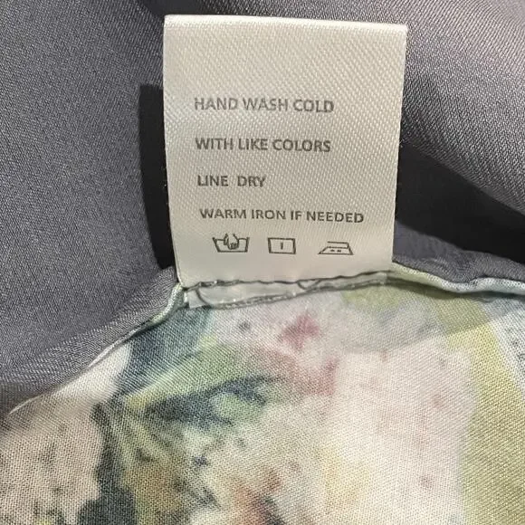 John Mark Shirt Womens Large Gray Embroidered Floral Boho Tunic Top Blouse - Picture 10 of 10